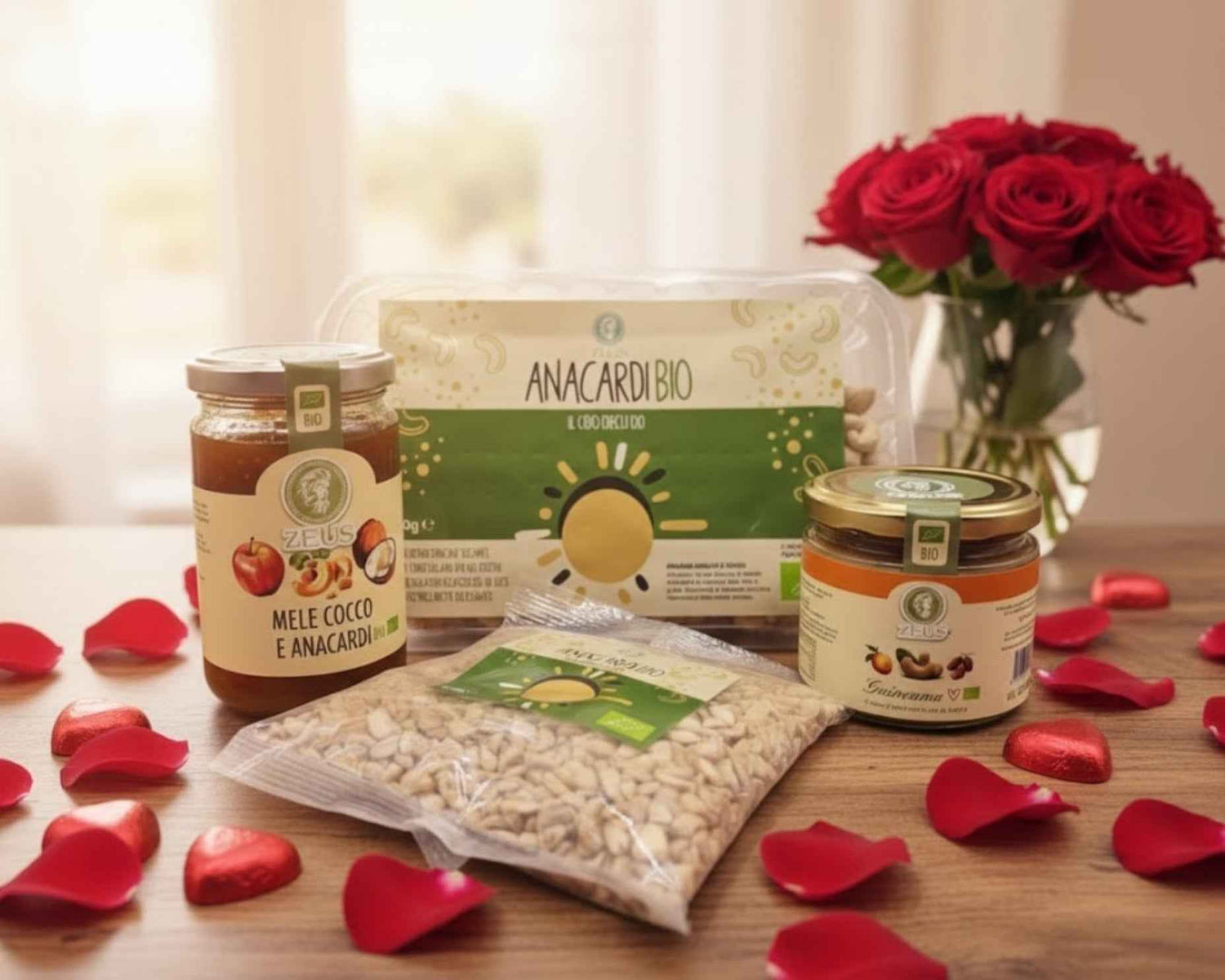Confezione San Valentino Anacardi, Guineama e confettura Mele Cocco