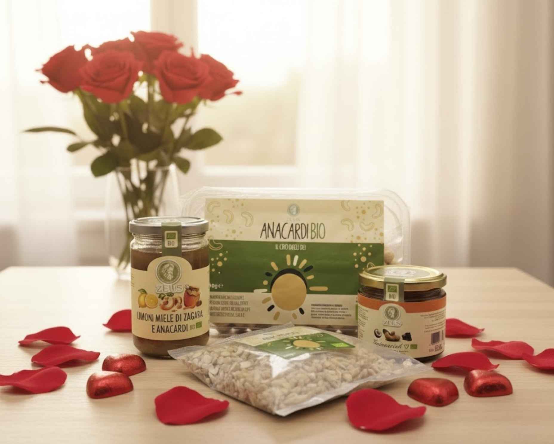 Confezione San Valentino Anacardi, Guineaciok e confettura Limoni e miele di Zagara