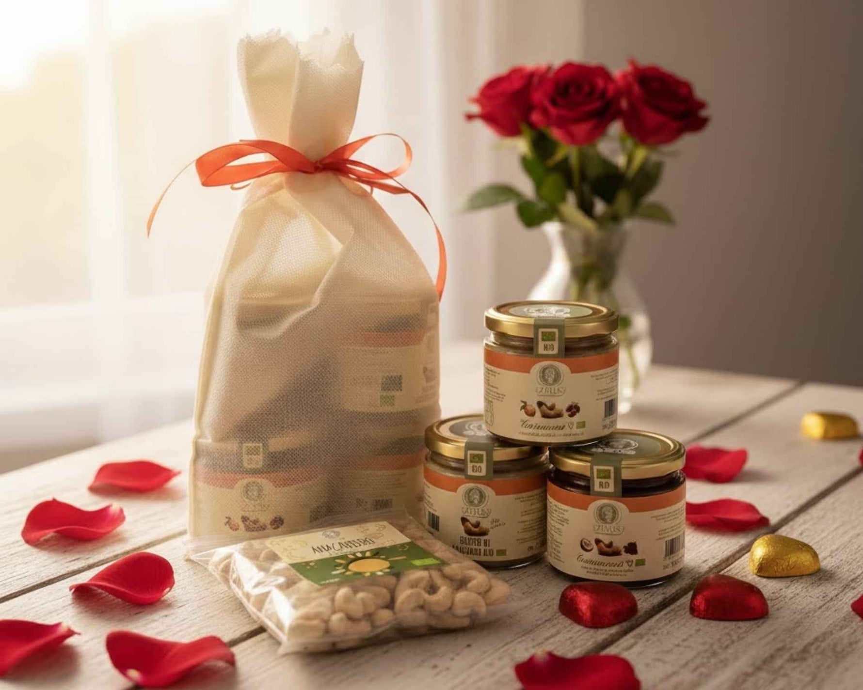 Confezione San Valentino Anacardi, Guineama, Guineaciok e Burro di Anacardi