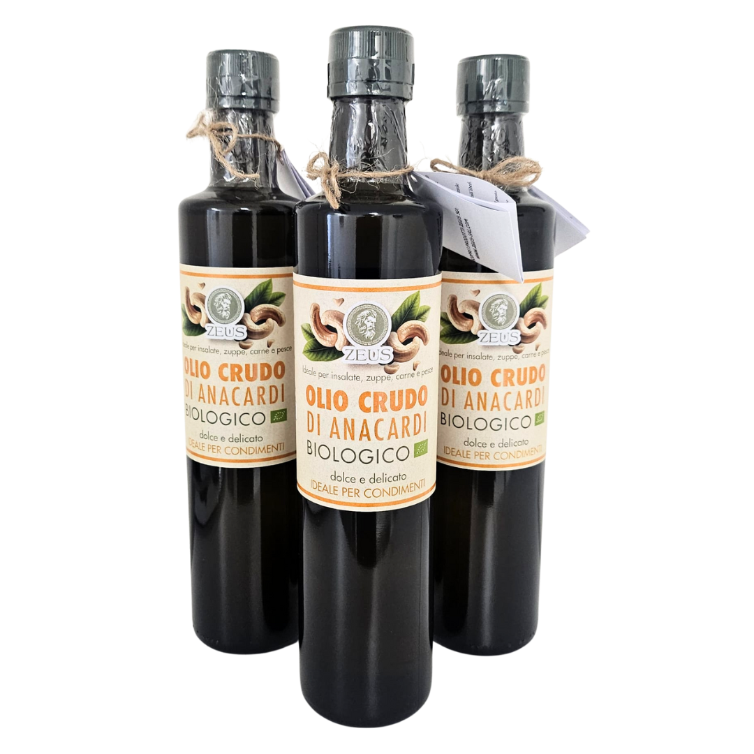 Olio Crudo di Anacardi Biologico ZEUS: L'Oro Liquido da 500ml per i Tuoi Condimenti (3x500ml)