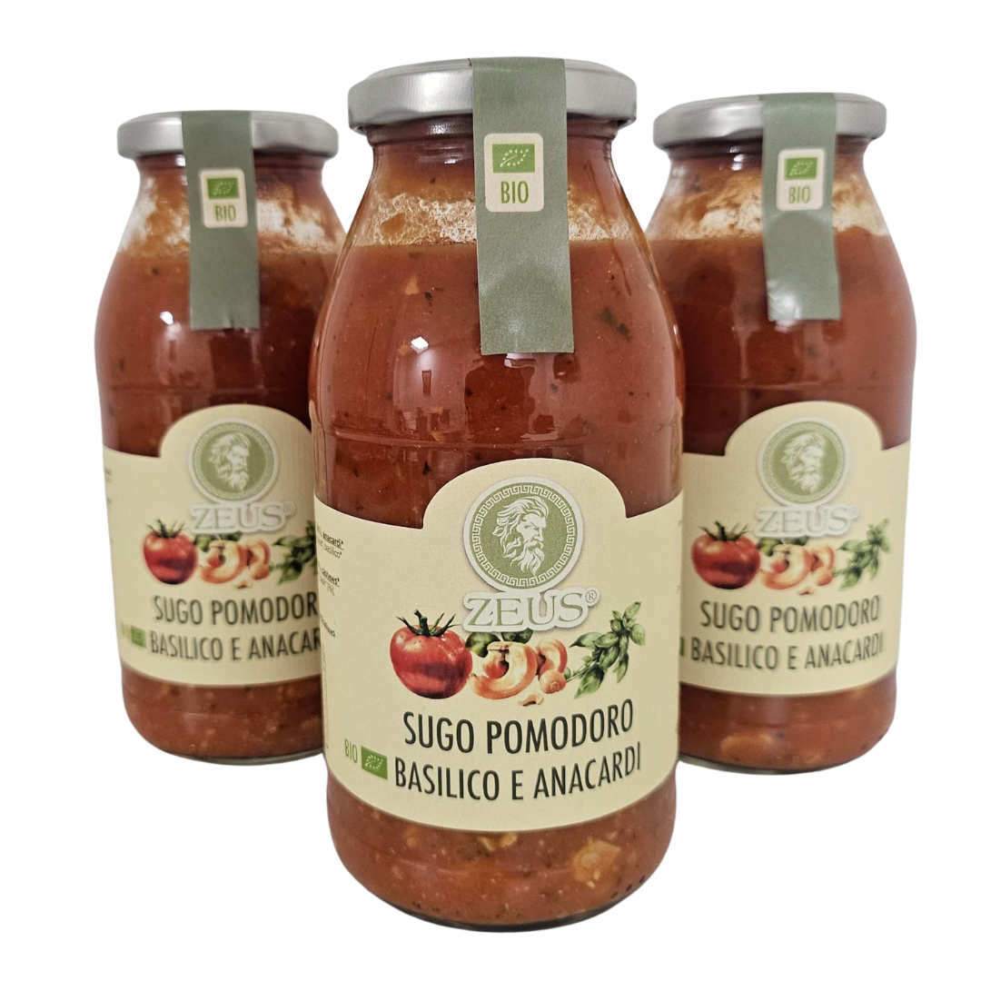 Sugo Gourmet Pomodoro, Basilico e Anacardi 500ml: Il Sapore Autentico con il Tocco Unico degli Anacardi (3x500ml)