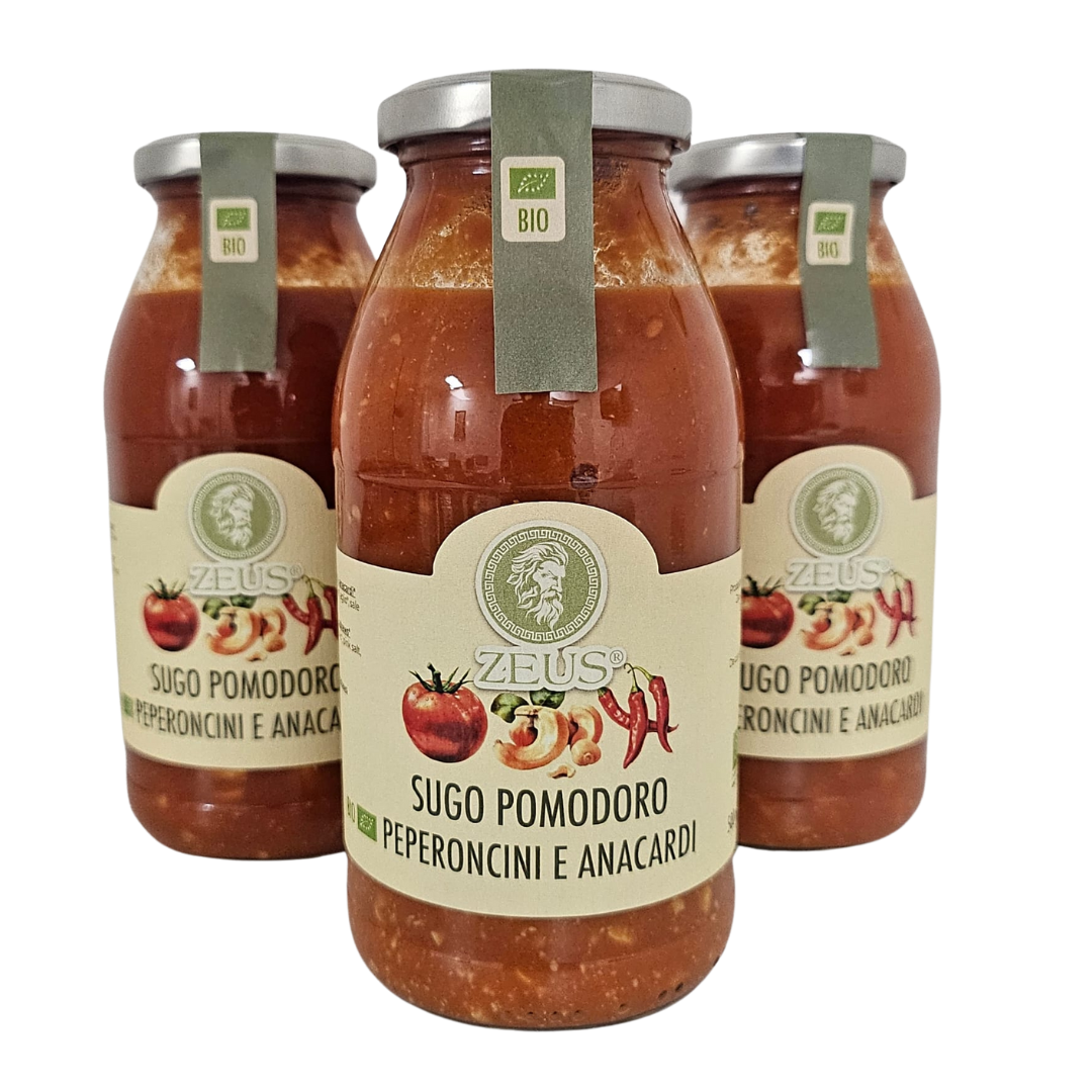 Sugo Gourmet Pomodoro, Peperoncino e Anacardi 500ml: L'Incontro di Sapori Audaci (3x500ml)